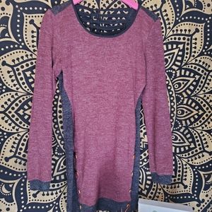 Long-Sleeve Red Wool Dress